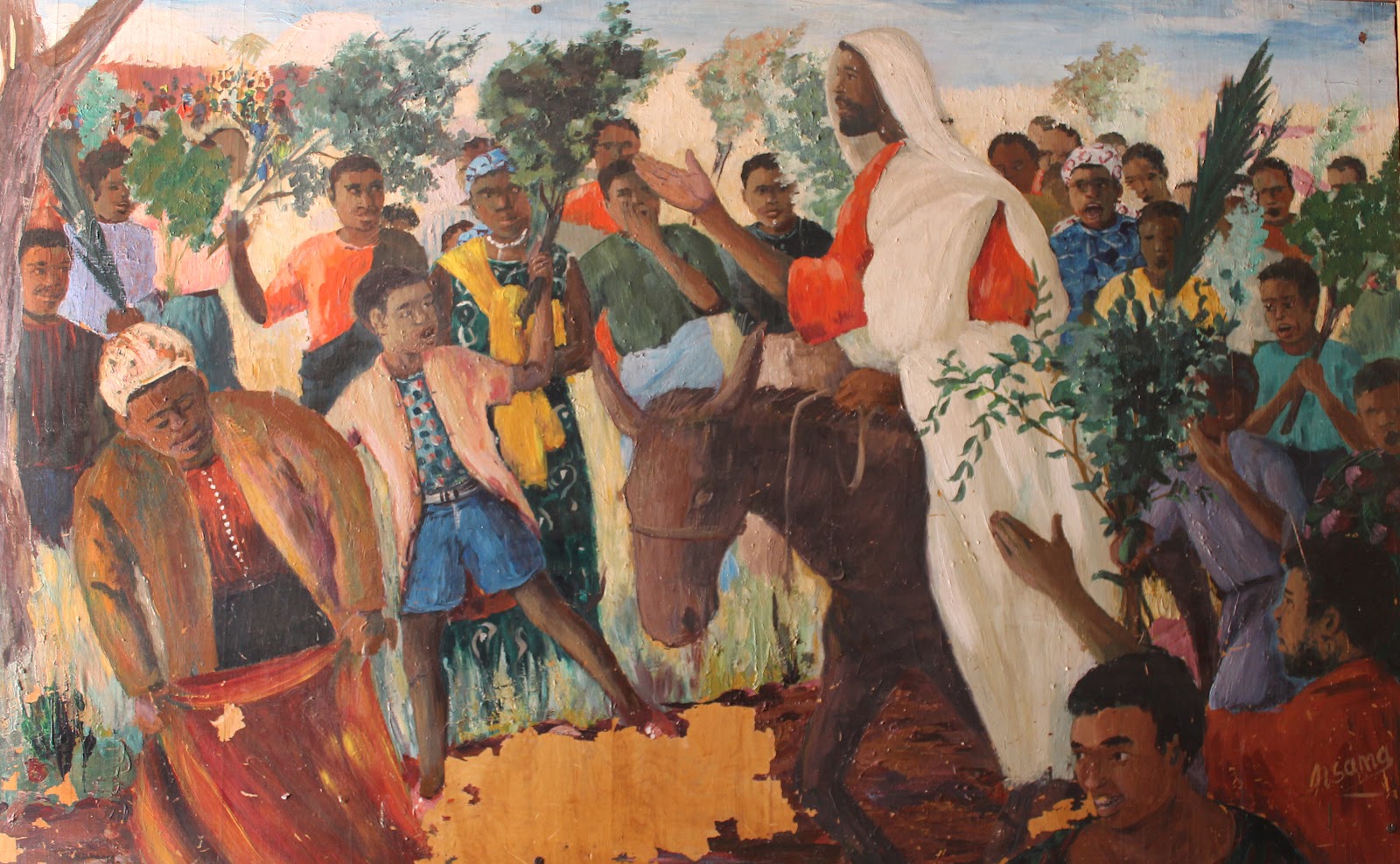 Triumphal Entry (1969), Emmanuel Nsama, mural in the chapel at Njase Girls Secondary School, Choma, Zambia.
